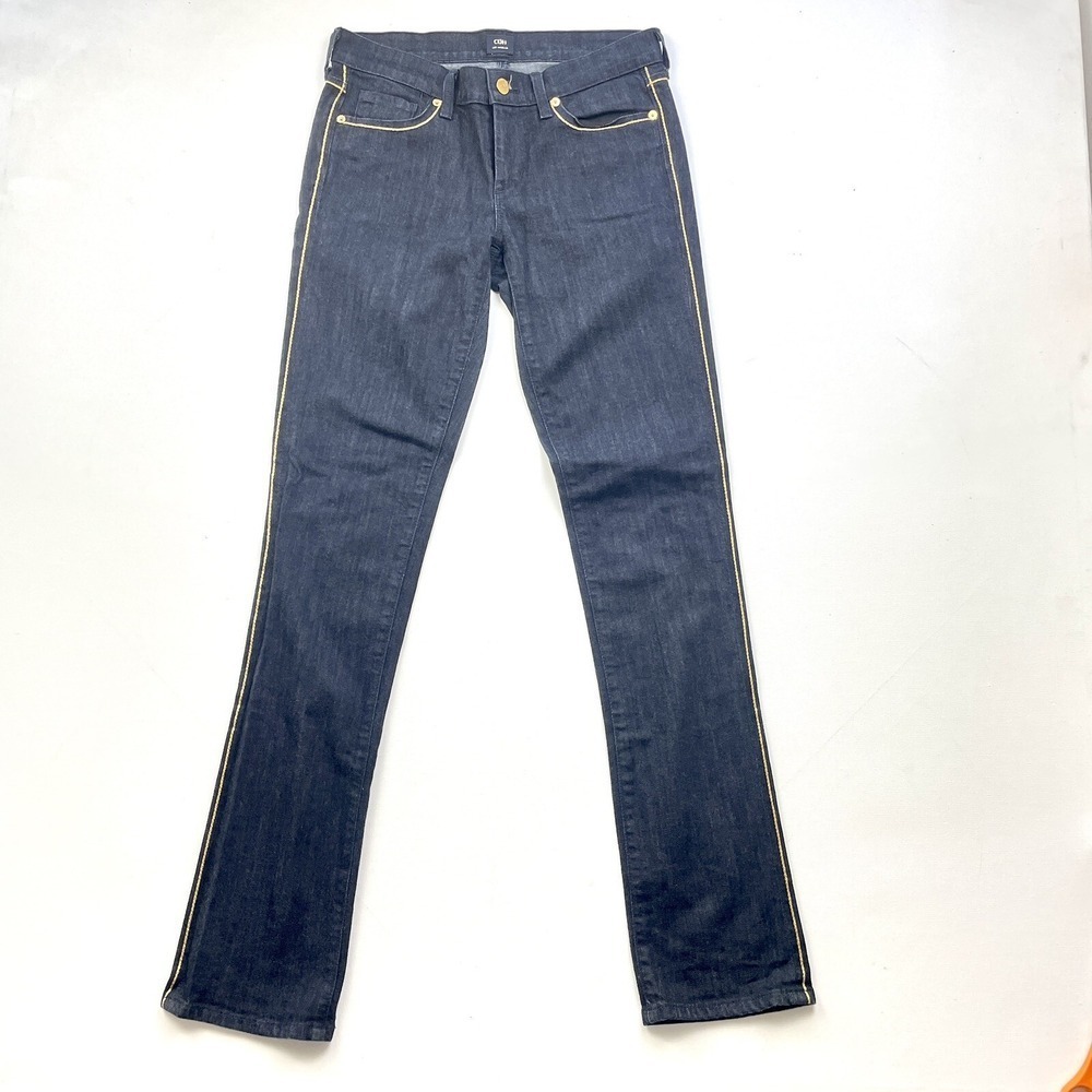 Citizens of Humanity Jeans Women's 27 Dark Blue Slim Straight Yellow Trim Denim